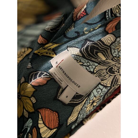 Anthropologie Geneva High Neck Floral Jumpsuit Green Tropical | S - Picture 4 of 5